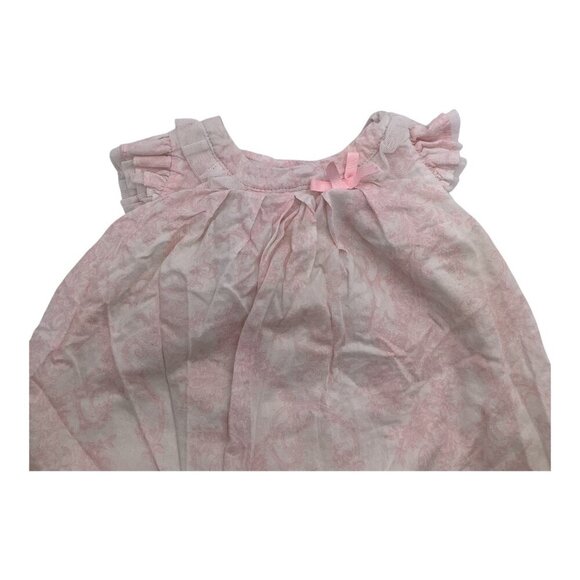 Piper & Posie Dress Baby Girl 3-6M Pink‎ & White Floral Ruffle Sleeve Bow Accent - Picture 7 of 11